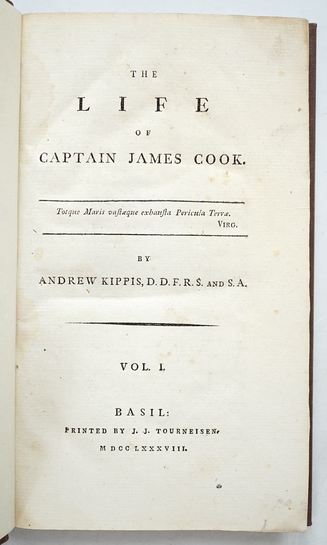 Kippis, Andrew - The Life of Captain James Cook. 2 vols. newly rebound quarter calf and cloth, gilt panelled spines. Basil printed by J.J. Tourneisen, 1788
